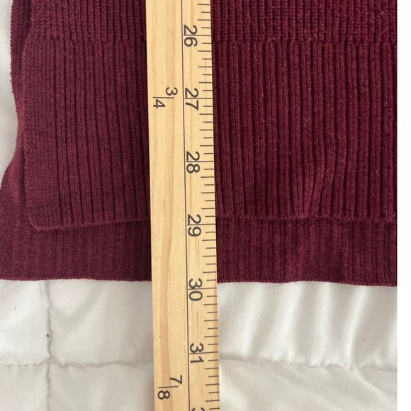 White House Black Market Burgundy Cowl Neck Belted Sweater Dress Size M - Picture 7 of 8